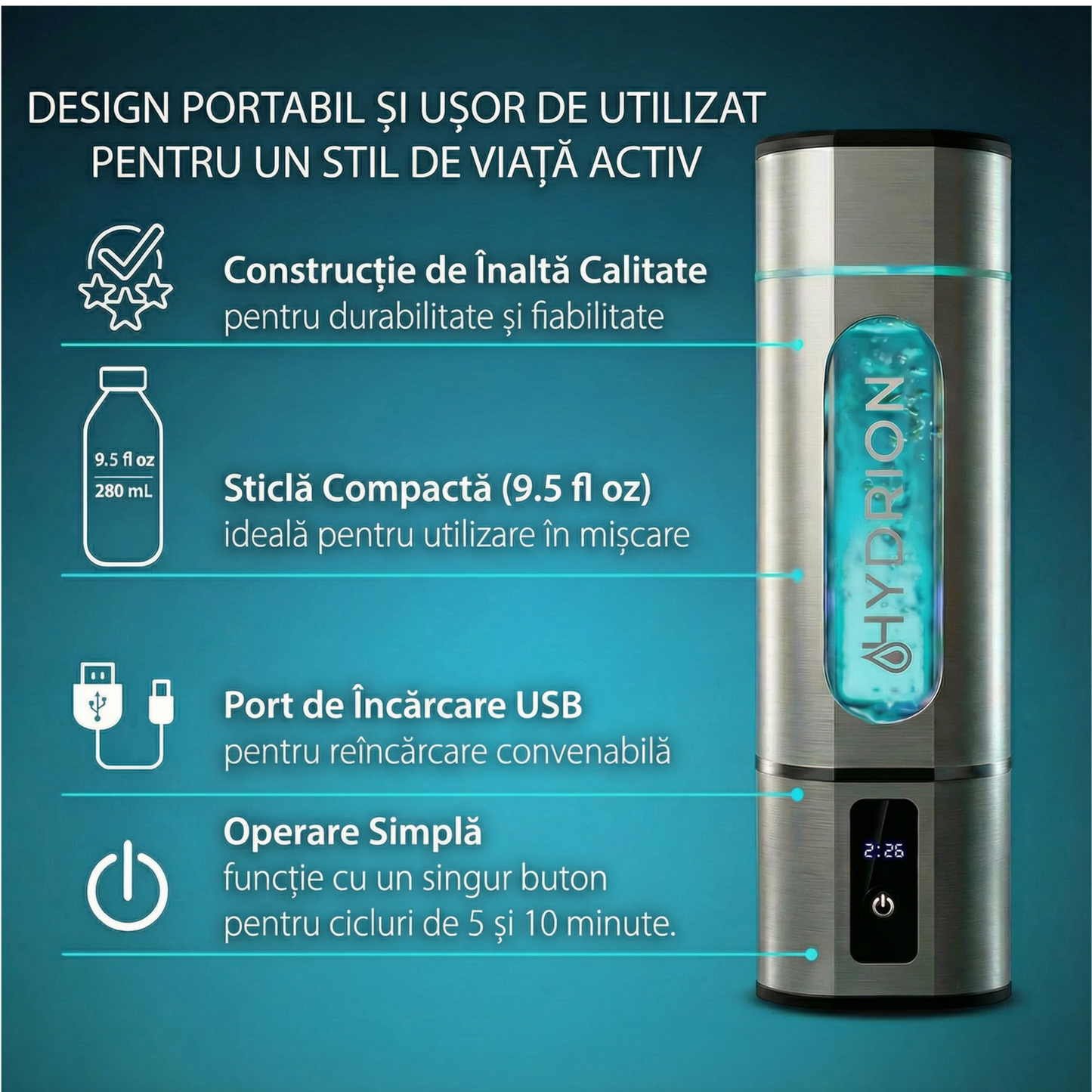 Hydrion Pulse Hydrogen Water Bottle