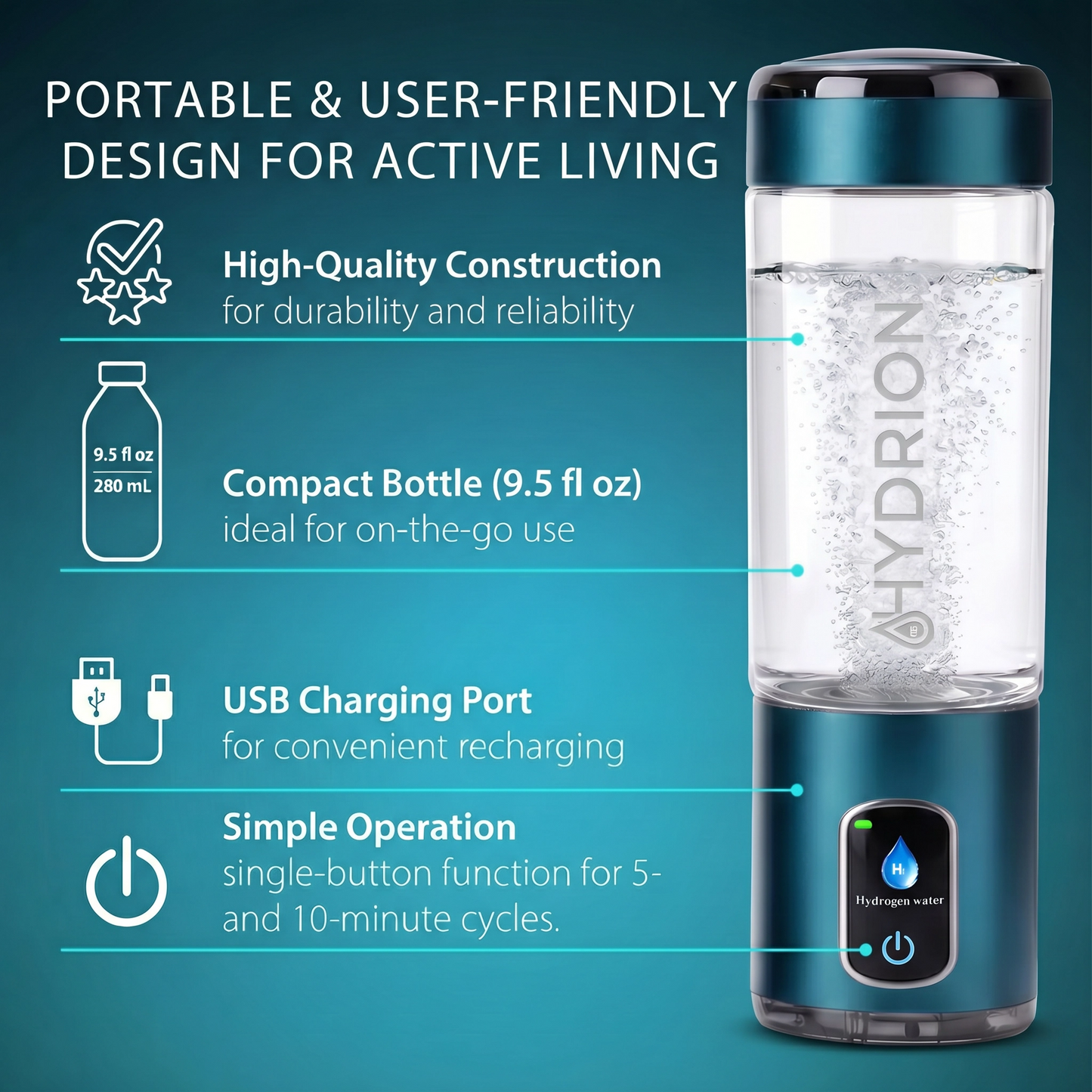 Hydrion Pulse Sticlă Apă Hidrogenată