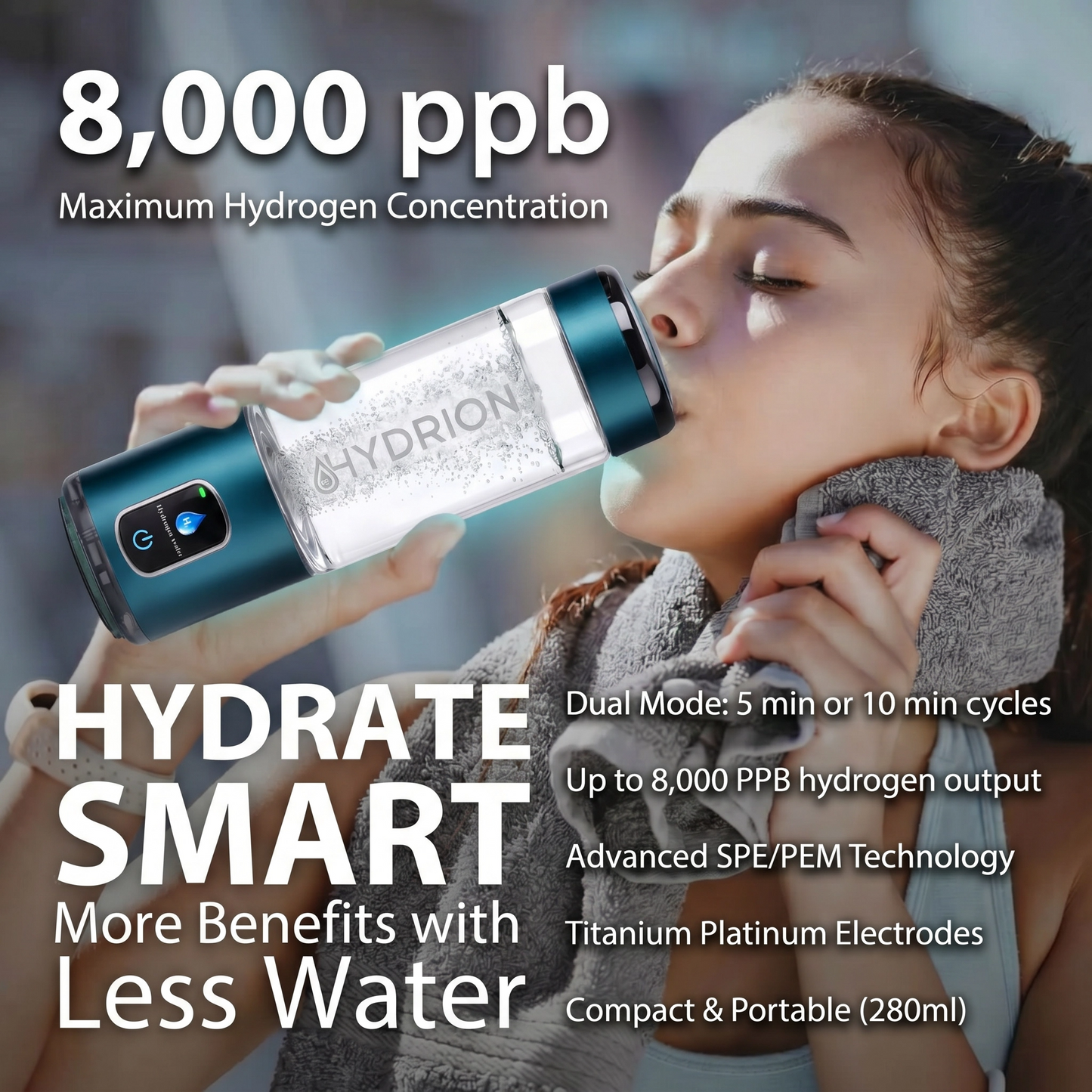 Hydrion Pulse Sticlă Apă Hidrogenată