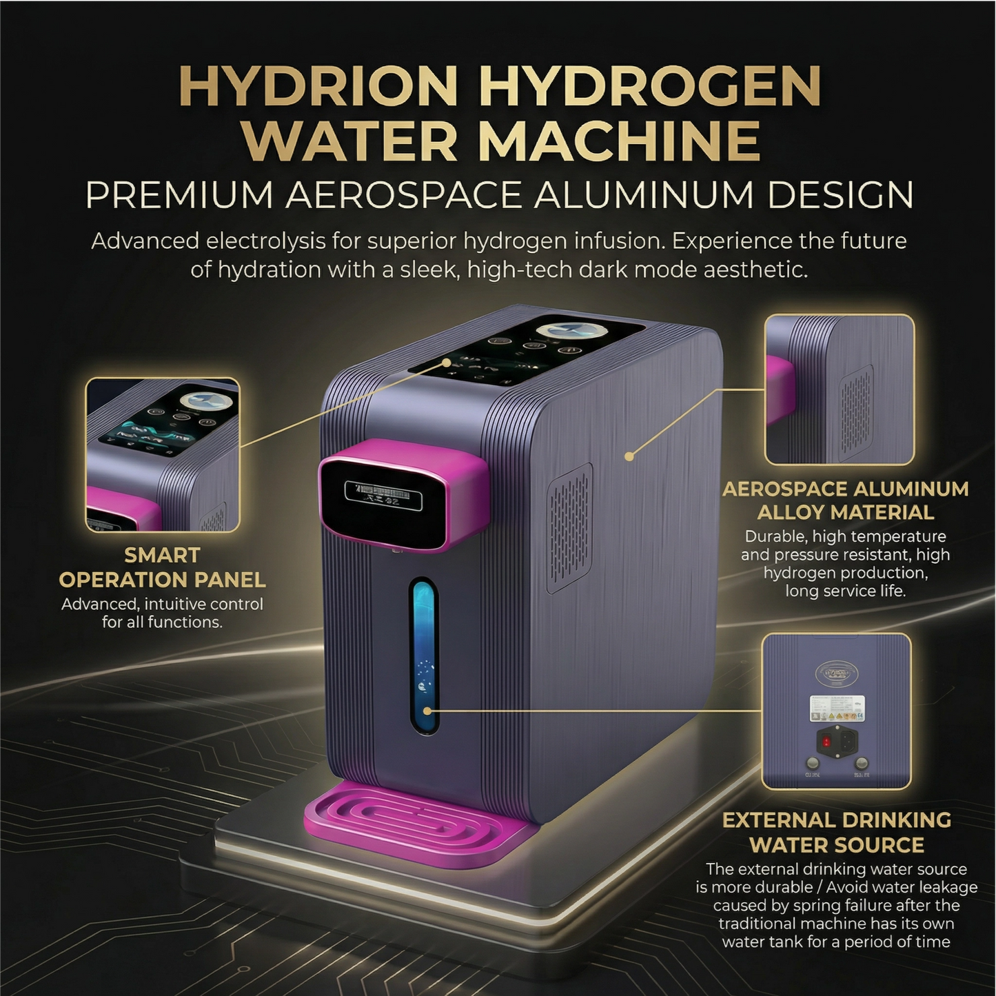 Aparat de apă cu hidrogen Hydrion Onyx + inhalator