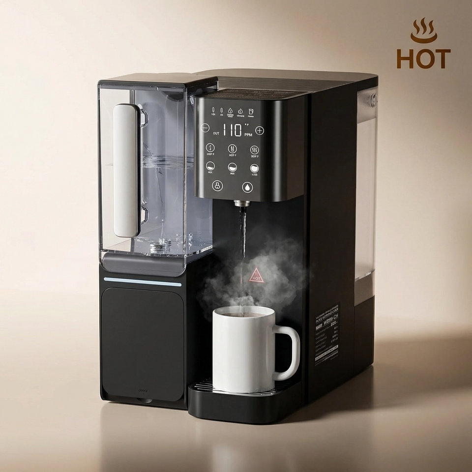 Filtru de apă cu osmoză inversă de blat & Dozator de apă caldă – 6 setări de temperatură, 0,0001 microni RO, certificat NSF/ANSI 58, rezervor de 4,5 l