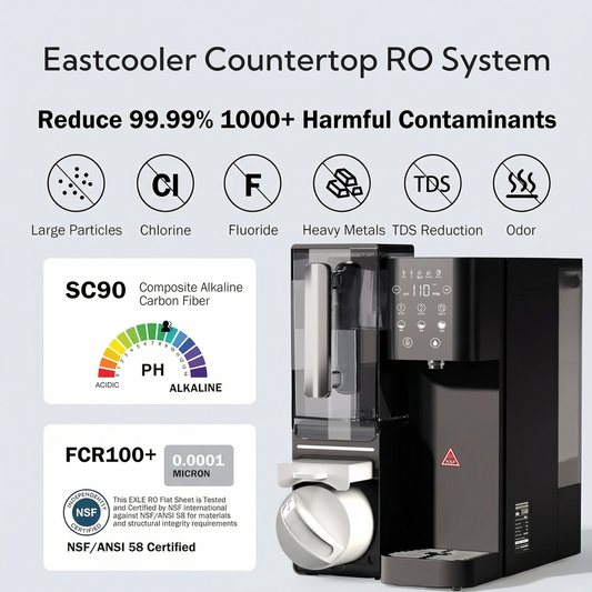 Filtru de apă cu osmoză inversă de blat & Dozator de apă caldă – 6 setări de temperatură, 0,0001 microni RO, certificat NSF/ANSI 58, rezervor de 4,5 l