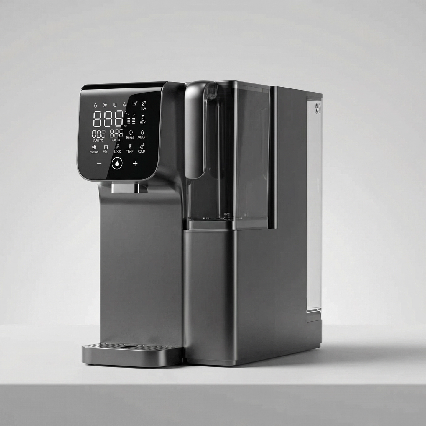Distribuitor de apă caldă & rece cu osmoză inversă de blat – Sterilizare RO + UV în 7 trepte, afișaj TDS dublu, temperatură reglabilă, rezervor de 5,5 l, fără instalare