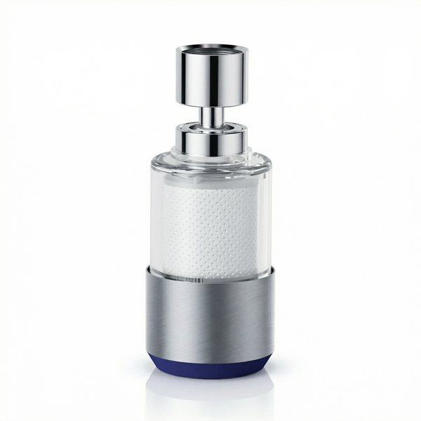 Filtru de apă pentru robinet pivotant la 360° – Cărbune activat în 5 trepte, carcasă transparentă, alamă fără plumb, potrivire universală, 8 filtre de schimb incluse