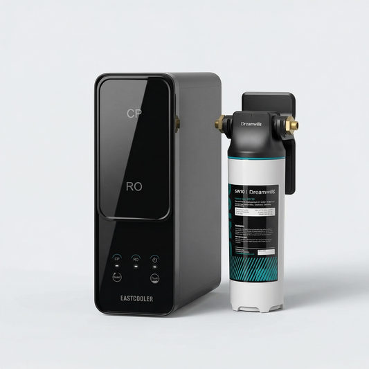 Post-filtru cu schimbare rapidă pentru remineralizare alcalină pentru sisteme RO – Restaurează pH-ul 7,5+, bloc de carbon de 0,5 microni, 1/4" Conexiune rapidă, accesoriu pentru sub chiuvetă