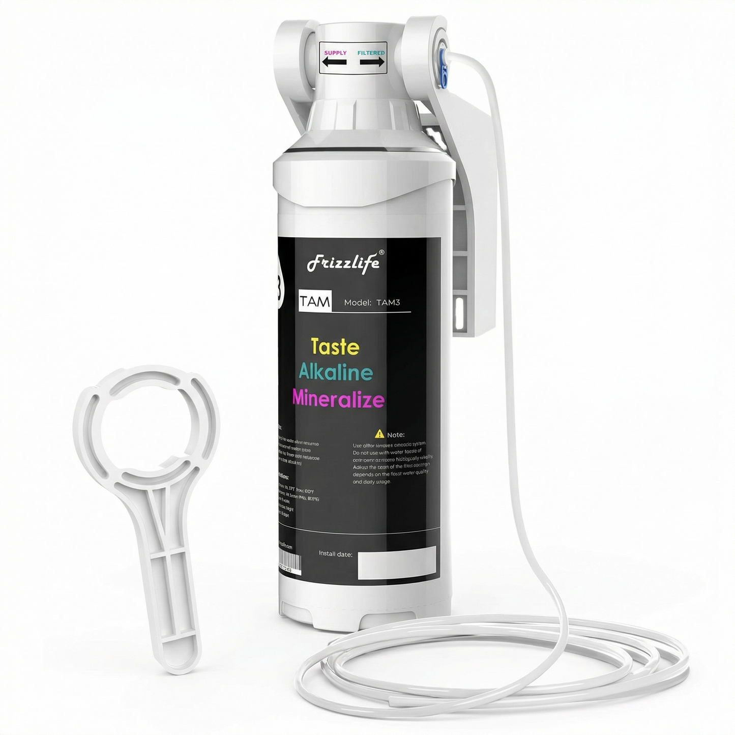 Post-filtru de remineralizare alcalină TAM3 pentru sisteme RO – Gust + Alcalin + Mineral în 3 etape, Schimbare rapidă, 1/4" Conexiune rapidă, pH 7,5+