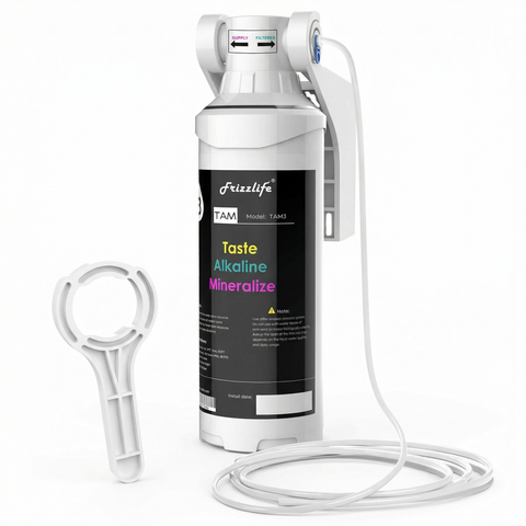 Post-filtru de remineralizare alcalină TAM3 pentru sisteme RO – Gust + Alcalin + Mineral în 3 etape, Schimbare rapidă, 1/4" Conexiune rapidă, pH 7,5+